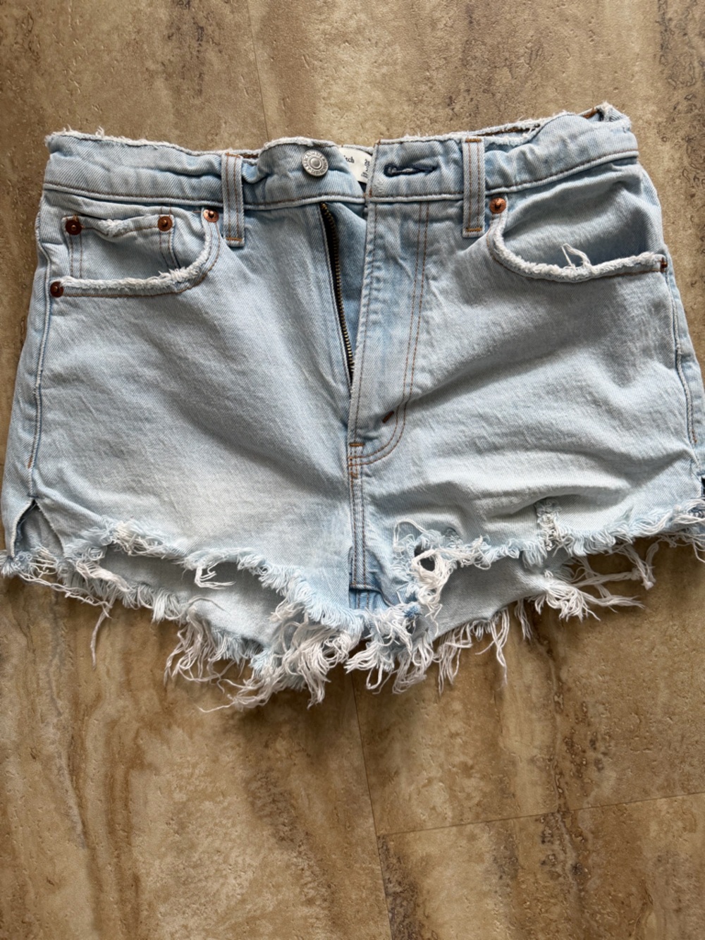 Abercrombie & Fitch Light Blue Distressed Denim Cutoff Shorts
